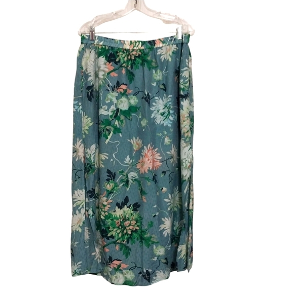 🎟️BOGO FREE🎟️ H & M Floral Maxi Skirt w Slit Sz L - Picture 1 of 6